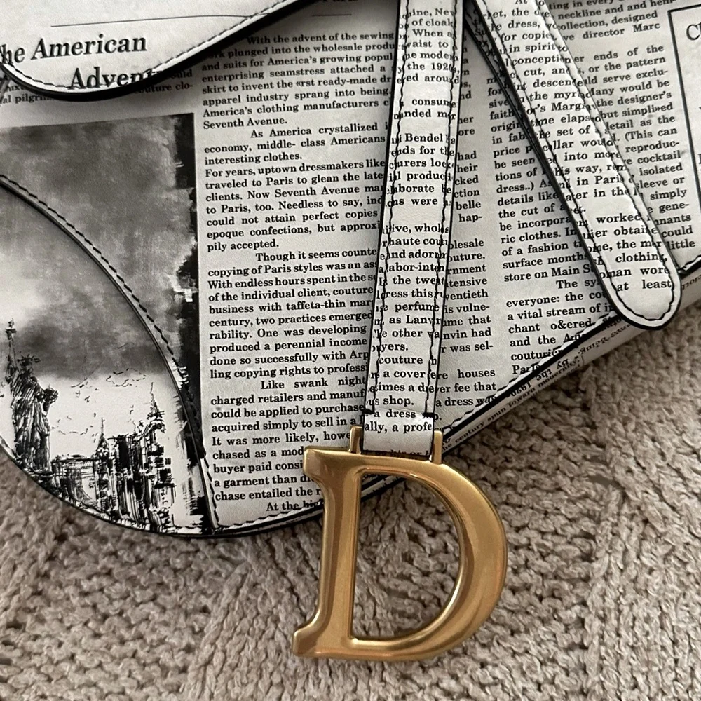 Dior Limited Edition Saddle Calfskin Bag with Newspaper Print - Picture 9 of 12
